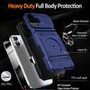 for iPhone 17 Wallet Case with Card Holder + 1 Screen Protector, (2 Cards) & 360Ring Kickstand Military Grade Drop Shockproof Rugged Case for iPhone 17 6.3" 2025(Blue)