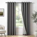 100% Blackout Shield Linen Blackout Curtains for Bedroom 72 Inches Long, Dark Gray Grommet Curtains for Living Room, Thermal Insulated Room Darkening Drapes for Nursery, 50" W x 72" L, 2 Panels