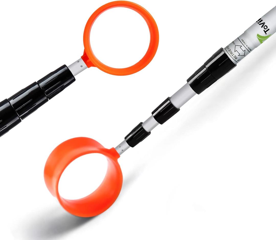 ToVii Golf Ball Retriever - Telescopic Aluminum Alloy Pole and Firm Nylon Cup Grabber (15ft)