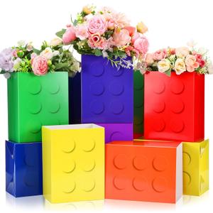 Maitys 12 Pcs Building Blocks Flower Boxes Centerpieces Square Planter Decorations Party Favor Florist Bouquet Packaging Storage Bucket Gift Boxes for Arrangement Florist Party Wedding