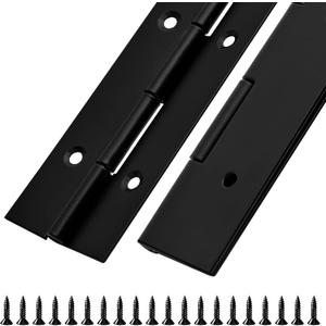 2Pack Heavy Duty Piano Hinge 18 Inch Stainless Steel Piano Hinge Black Continuous Hinge with Hole for Cabinets Boat Marine Door Box French Window Woodworking, 0.047" Leaf Thickness, 1.5'' Open Width