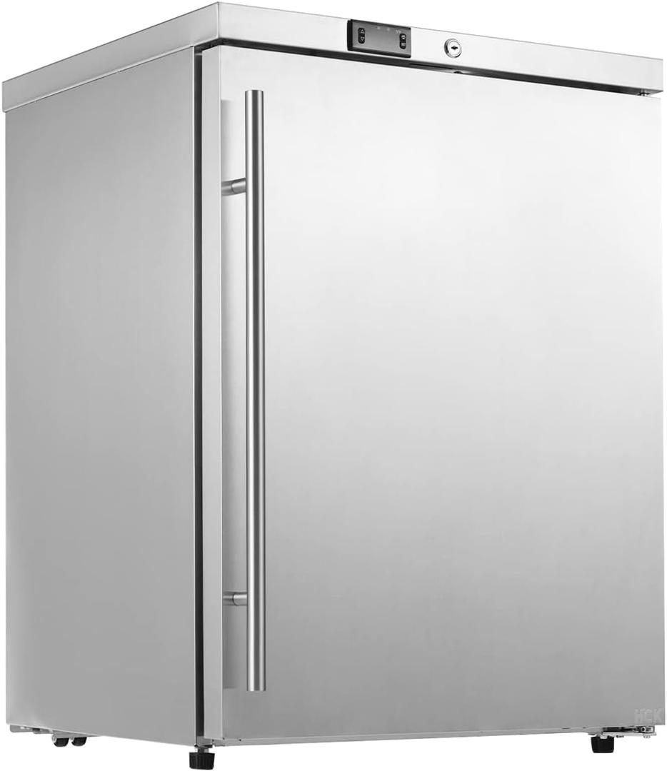 HCK Under Counter Refrigerator, Outdoor Fridge 24 Inch with Stainless Steel Door, Commercial Kitchen Food Refrigerator 5.4 Cu.Ft Capacity for Home Kitchen, Patio, Outdoor, and Food Service Use