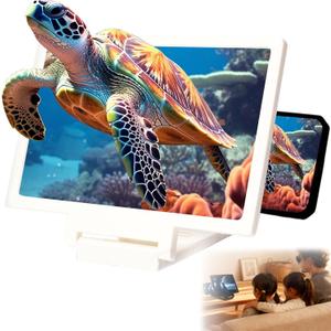 Screen Magnifier for Cell Phone,3D HD Big Screens Phone Magnifier,Foldable Phones Stand with Movie Screens Amplifier,Portable Mobile Phones Magnifier Projector for Movies,Compatible All Smartphone (White)