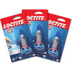 Loctite Super Glue Gel Control, Clear, 0.14 fl oz Bottle, Pack of 3