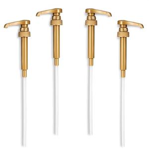 Gold Syrup Pump Dispenser - 4Pcs Skinny Pumps for 750ml / 25.4oz Bottles - Coffee Bar Bottle Accessory for Flavored Drinks