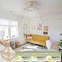 20" Gold Crystal Ceiling Fan with Light, Crystal Flush Mount Ceiling Fan with Light Remote Control, Caged Enclosed with 6 Speeds for Bedroom, Living Room, Foyer, Nursery (Clear)