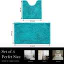 Bathroom Rugs Chenille Bath mat 2 Piece Set, Super Absorbent, Strong PVC Non Slip Backing, Bath mats for Bathroom, Plush Shaggy, Thick, Machine Washable, Bathtub, Toilet.(Turquoise)