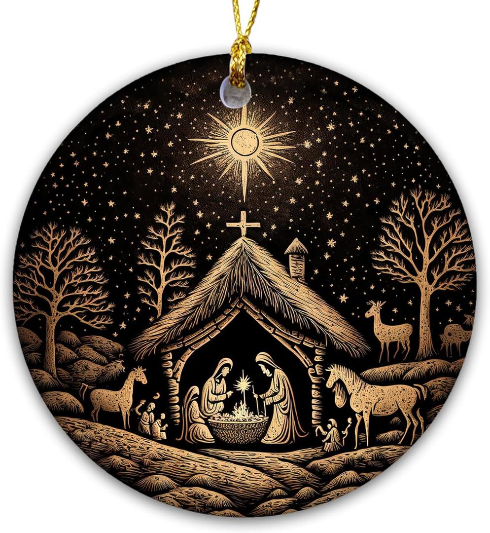 Nativity Christmas Ornaments 2024 | Nativity Mary, Josheph and Baby Jesus Ornaments, Religious Ornament , Nativity Scene Ornament (Scene christmas)