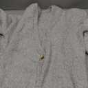 Milumia Women's Deep V Neck Fuzzy Cardigan Casual Drop Shoulder Long Sleeve Oversized Knitted Sweaters (Light Grey)