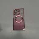 Hython for iPhone 14 Case Clear Magnetic Glitter Phone Cases [Compatible with MagSafe] Full Camera Lens Protector Gradient Sparkle Luxury Plating Shockproof Protective Cover Women, Straight/Pink