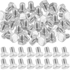 Zonon 50 Pcs 3/8-16 x 1/2" Hex Head Screw Bolt 18-8 (304) Stainless Steel Hexagon Bolts, Fully Threaded, Plain Finish, External Hex Drive (Silver)