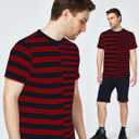 SSLR Mens Striped T Shirt Cotton Tee Shirts Crewneck Long Sleeve Tee Shirts for Men (L)