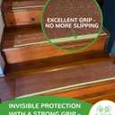 Indoor Stair Treads - Non-Slip 8" X 30" Clear Step Grips with Glow-in-The-Dark Stripes for Extra Elderly Support - Easy Peel 15-Pack Anti-Slip Strips for Wooden Stairs