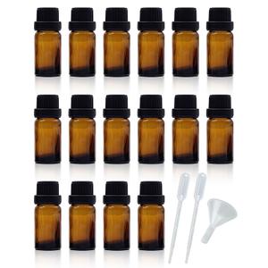 50Pack Set 10ML Amber Glass Bottle with Orifice Reducer and Cap Small Essential Oil Vials (10ML)