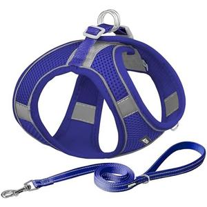 AIITLE No Pull Dog Harness and Leash Set, Step in Adjustable Dog Harness with Padded Vest for All Weather, Dog Leash with Soft Padded Handle, Easy to Put on Dogs Royal Blue 3XS