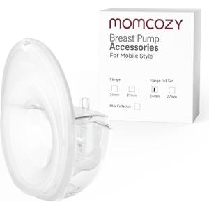 Momcozy Full Set Collector Cup Only Compatible with Momcozy Mobile Style | M6 NOT for Others. Original Mobile Style | M6 Breast Pump Replacement Accessories DoubleFit Flange 24mm (Overall, Transparent)