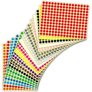 2 x 3840 PCS Colored Dot Stickers, Round Colored Labels, 20 Sheets Circle Dot Stickers, Color Coding Labels Circle, Small Round Label for Coloring, Marking, Office, Classroom, 16 Colors