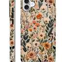 Case for iPhone 16,Shockproof TPU Bumper Drop Protection Hybrid 2-Layer Hard Cover for iPhone 16-Dark Embroidery Flower