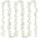 Sggvecsy Cherry Blossom Garland Artificial Cherry Flower Vines 2 Pack Hanging Silk Flowers Garland for Home Wedding Garden Party Arch Office Decor (White)