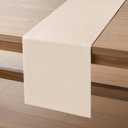 ZeeMart Linen Textured Border Table Runner, 14 x 48 Inch Cream, Farmhouse Style Cream Table Runners 48 Inches Long, Easy Care Everyday Polyester Table Runner