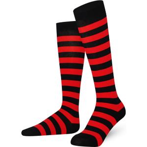 Mysocks Unisex Knee High Stripe Socks (8-11, Stripe Red and Black)