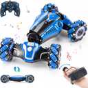 RC Stunt Car, 2.4GHz 4WD Drive Remote Controlled Gesture Sensor Toy Car, Hand Remote Control car with 360 Flipping Light and Music, Children's Toys for Boys and Girls Aged 5-13 (Deep Blue)
