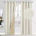 BGment Oatmeal Blackout Curtains 120 Inch Length for Bedroom 2 Panels Set, Linen Textured Thermal Insulation Soundproof Window Curtain Drapes with Grommet, 52 Inch Wide Each Panel