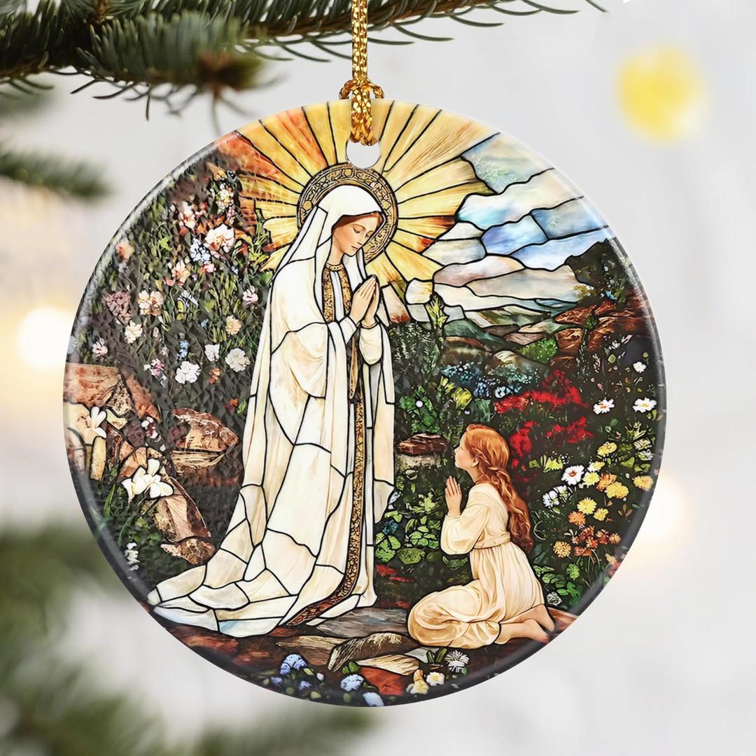 Christmas Ornaments, Dodosky 2.8in Ceramic Religious Xmas Decor, Christmas Tree Ornaments, Xmas Decorations for Tree, Holiday Ornament, Catholic Home Decor, Gift Ideas, Faith Gift for Christian (Virgin Mary D)