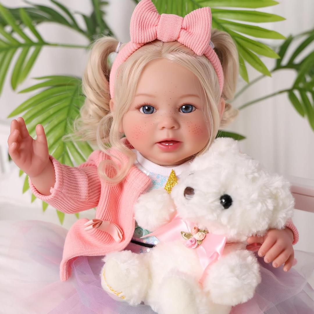 BABESIDE Lifelike Reborn Baby Doll - 20 Inch Princess Realistic Newborn Baby Doll with Blonde Hair, Handmade Real Life Toddler Doll, Includes Clothes, for Kids Ages 3+