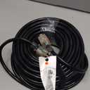 POWGRN 25 Ft 10AWG Black Outdoor Extension Cord Waterproof Heavy Duty 10 Gauge 3 Prong, Flexible Cold-Resistant Power Cord Indoor & Outside with Lighted Indicator End, 15Amp 1875W SJTW ETL Listed