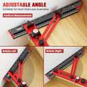 Stair Tread Template Tool, Stair Measuring Tool with Triangular Structure Brace and Edge Flip Stops, 8-72 in Solid Aluminum Alloy Stair Tread Jig for Accurately Measuring Stairs (Red)