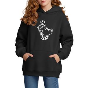 Cubear Girls Hoodie Sweatshirt Cute Long Sleeve Fleece Pullover Top with Pocket Graphic Print Soft Warm for Kids (Black, M)