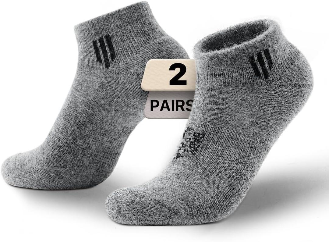Alpaca Wool Ankle Socks Cushioned Hiking Socks Work & Outdoors Moisture Wicking Anti-Blister Padded Breathable Merino (Gray, M)
