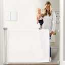 Retractable Baby Gate, Momcozy Extra Wide Mesh Baby Gates for Stairs, 33" Tall, Extends to 71" Wide, Pet Dog Gate for Doorways, Stairs, Hallways, Indoor/Outdoor (White)
