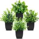 Der Rose 4 Pack Black Bathroom Decor Fake Plants Mini Artificial Greenery Potted Plants for Halloween Decor Indoor Office Table Room Farmhouse Decor