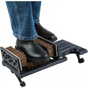 MyGift Heavy Duty Shoe Scraper and Boot Brush, Vintage Cast Iron Shoe Dirt Scrubber Cleaner/Outdoor Boot Mud Brush (Black 16)