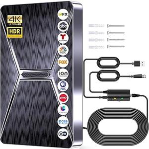 2026 Upgraded Indoor TV Antenna, 3500+ Miles Range HD Digital Antenna for Smart TV, Strongest with Amplified Signal Booster Supports 4K 8K 1080p All TVs 38FT Coaxial Cable for Local Channels