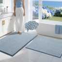 2 x BSICPRO Bathroom Rugs Set 2 Piece-Chenille Bath Mats Non Slip-Thick Soft Absorbent Beach Bath Rug-Shower Floor Mat Machine Washable-Bathroom Decor Accessories (Light Blue, 20" x 32" Plus 16" x 24")