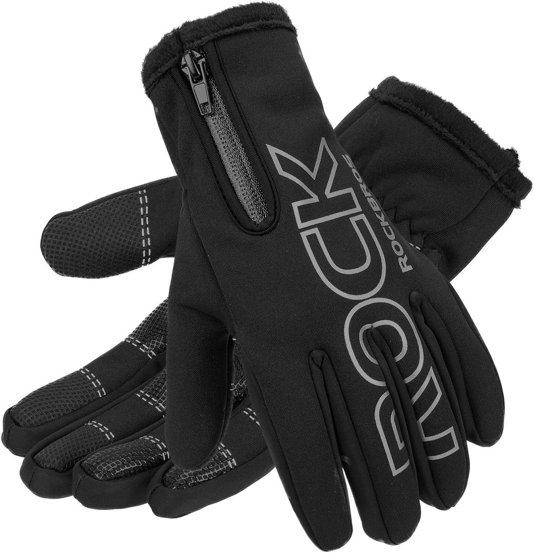 ROCKBROS Winter Cycling Gloves for Men Women Water Resistant Touch Screen Gloves Shock-Absorbing Full Finger Biking Glove Anti-Slip Motorcycle Mountain Bike Gloves, for Fishing, Driving, Golfing Size: US S= Asian M