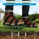 Lawn Aerator Shoes Upgrades Aeration Shoes for Lawn Heavy Strap Spike Shoes for Grass Soil Aerating Spikes Tool (Green)
