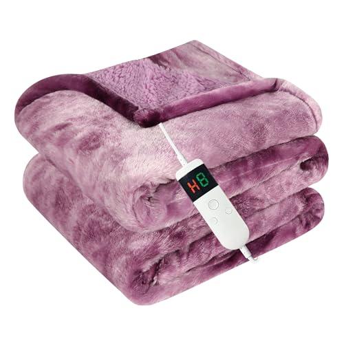 Amazon.com: Cushious Electric Heated Blanket Twin 62''x84''Size Faux Fur Heating Blanket 10 Heating Settings, 1-8h Timer & Overheat Protection, Machine Washable, Soft Flannel and Sherpa Full Body Warmth : Home & Kitchen, Purple