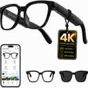 AI Smart Glasses with Camera, 4K Anti-Shake Video & Photo Capture. | Real-Time Translation, Object Recognition, AI Assistant, Open-Ear Audio, Smart Glasses with Camera and Bluetooth, Black