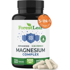 ForestLeaf Magnesium Complex 500mg - 500mg Capsules - Supplement 500 mg - for Sleep, Constipation - Supplement for Women (120 Ct)