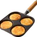 RIIPOO Cast Iron 4-Cup Egg Pan Skillet, Small Omelette Pan, Fast Breakfast Skillet for Eggs, Pancakes, Crepes, Suitable for Gas Stove and Induction Cooktop, Natural Nonstick with Seasoning, 6.6 inch