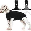 FUAMEY Dog Recovery Suit Male,Dogs Surgery Neuter Suits Puppy Spay Shirts for Female Protect Dog's Skin Anti Licking Abdominal Wounds Doggie Onesie Pet Bodysuit Alternative to Cone (Black, S)