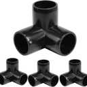 3 Way PVC Pipe Fittings 3/4 Inch, Zernmiarder Black PVC Elbow Corner Side Outlet Tee Fitting, SCH40 Furniture Grade Pipe Connectors - Fits 3/4" Polyvinyl Chloride Pipes, 12 Pieces