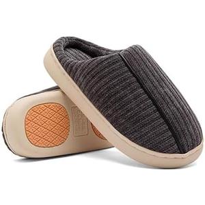 Women's and Men's Knit Memory Foam Slippers Ultra-Soft plush lining House Warm Bedroom Shoes with Anti-slip Sole for Indoor & Outdoor (6-7 Women/4-5 Men, Black)