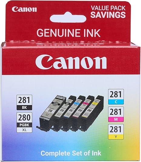 Canon PGI-280/CLI-281 Genuine Combo Pack, Compatible with TR8520, TS9120,TS8120, TS6120, TS9521C/a, TS9520/a, TS8220, TS6220, TS8320, TS6320, TS702/a, and TR8620/a Series Printers