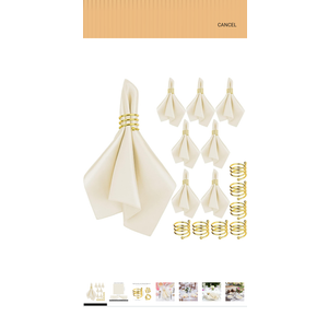 Satin Cloth Napkins and Napkin Rings Set of 8, Smooth Fabric Table Napkins and Napkin Holder for Wedding, Birthday Dinner Party, Family Gatherings, Table Decor (Ivory, 17 x 17 Inches)