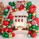 Christmas Balloon Garland Arch Kit 149PCS Red Green Gold Balloons Candy Balloons Gift Box Balloons for Christmas Party Decorations Supplies